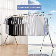 Foldable Cloth Drying Rack, Double Rod Cloth Hanging Laundry Stand for Indoor and Outdoor