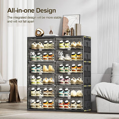 Foldable Shoe Storage Cabinet Rack, Multi-Layer Shoe Organizer Shelf With Doors