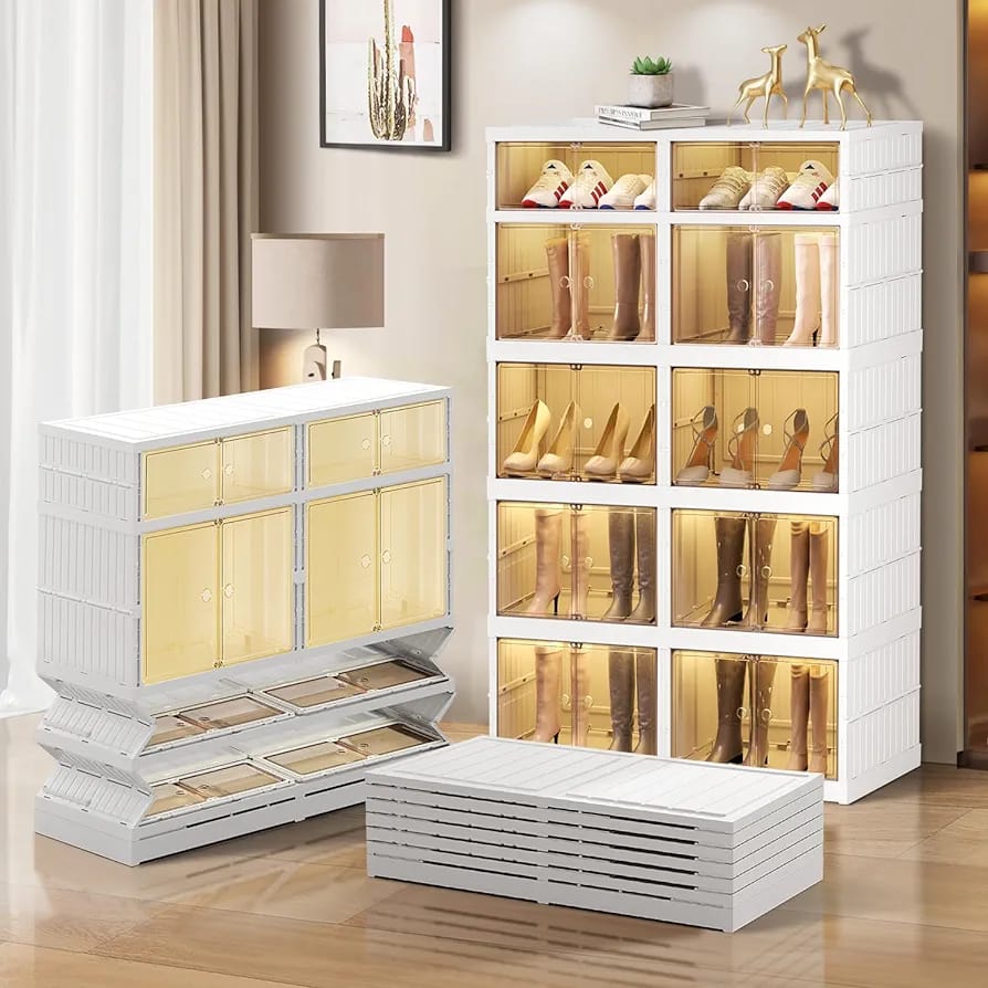 Multi-purpose Large Stackable Organizer For Home, Foldable Storage Kitchen Cabinet With Doors