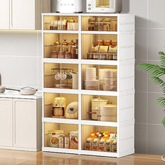 Multi-purpose Large Stackable Organizer For Home, Foldable Storage Kitchen Cabinet With Doors
