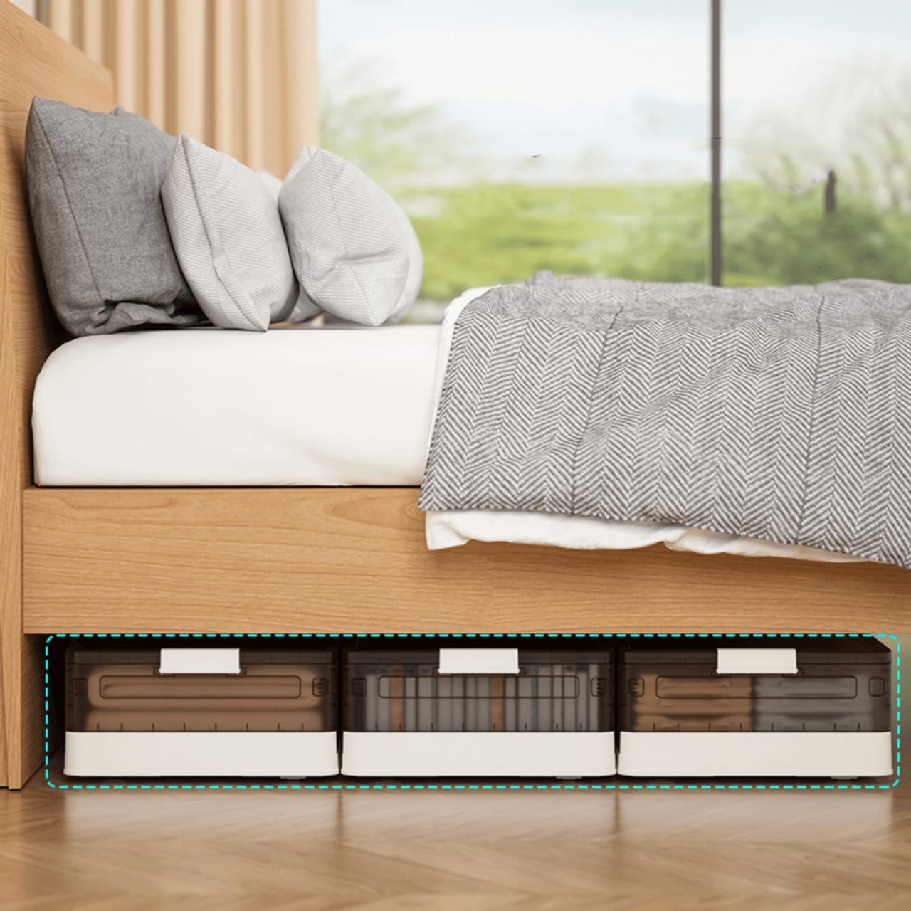 Foldable Under Bed Rolling Storage Organizer Container, Multi-purpose Storage Bin For Bedroom