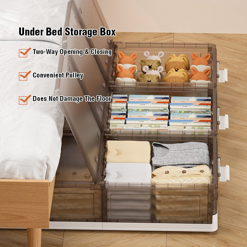 Foldable Under Bed Rolling Storage Organizer Container, Multi-purpose Storage Bin For Bedroom