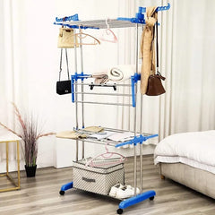 Folding 3 Layer Cloth Drying Rack Stand, Laundry Hanger Stand Indoor, Outdoor