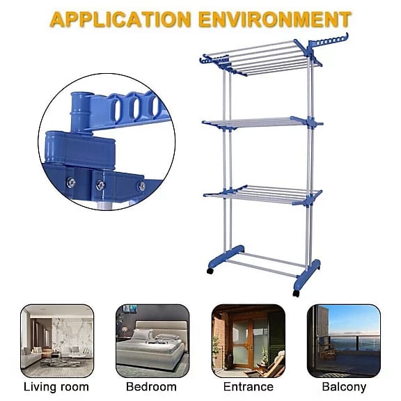 Folding 3 Layer Cloth Drying Rack Stand, Laundry Hanger Stand Indoor, Outdoor