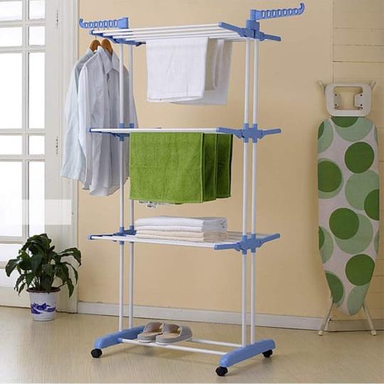 Folding 3 Layer Cloth Drying Rack Stand, Laundry Hanger Stand Indoor, Outdoor