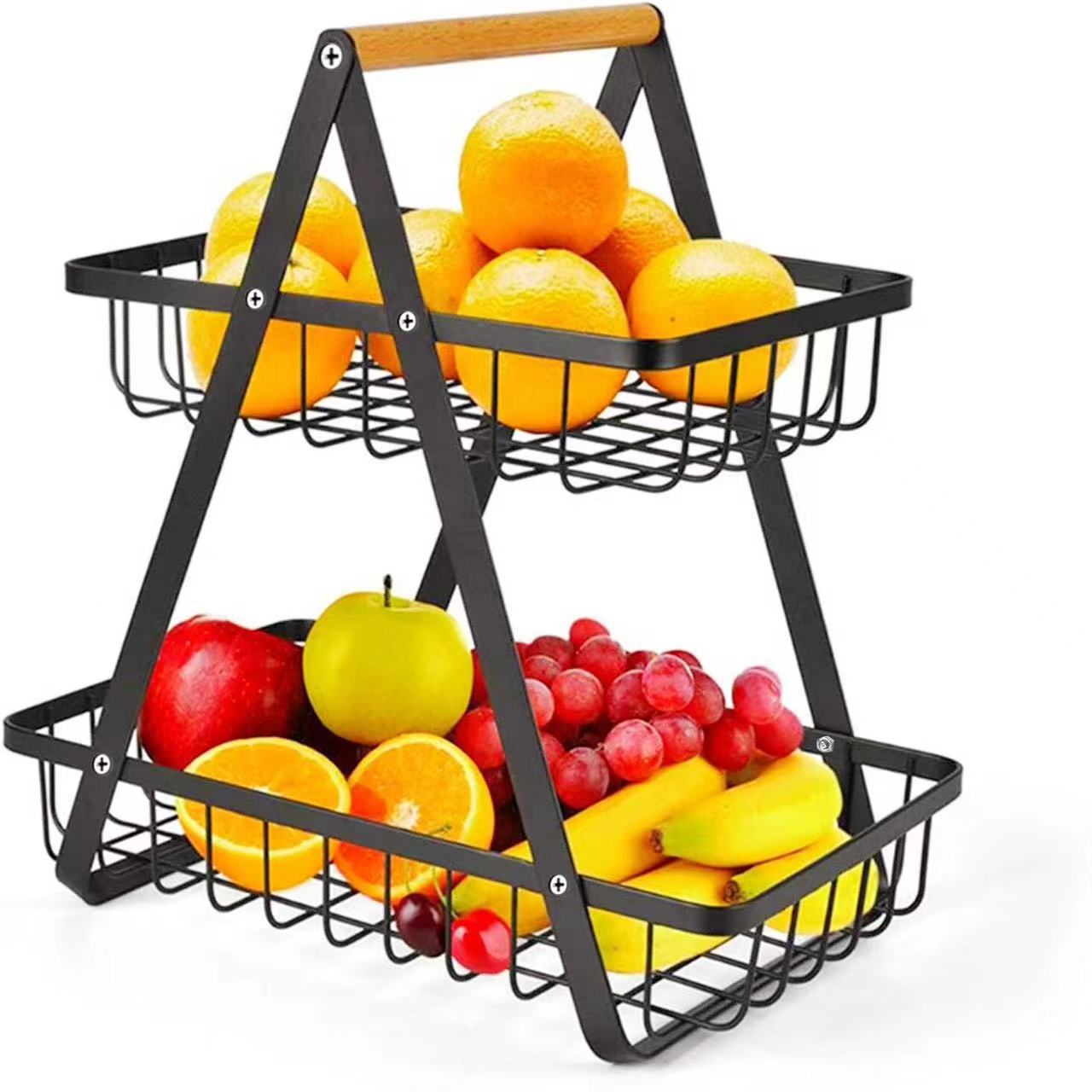 Multi-tier Countertop Fruit Vegetable Storage Basket Rack Shelf, Fruit Display Stand