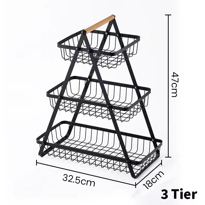 Multi-tier Countertop Fruit Vegetable Storage Basket Rack Shelf, Fruit Display Stand
