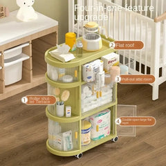 Multi-Layer Folding Trolley Storage Rack, Movable Storage Cabinet