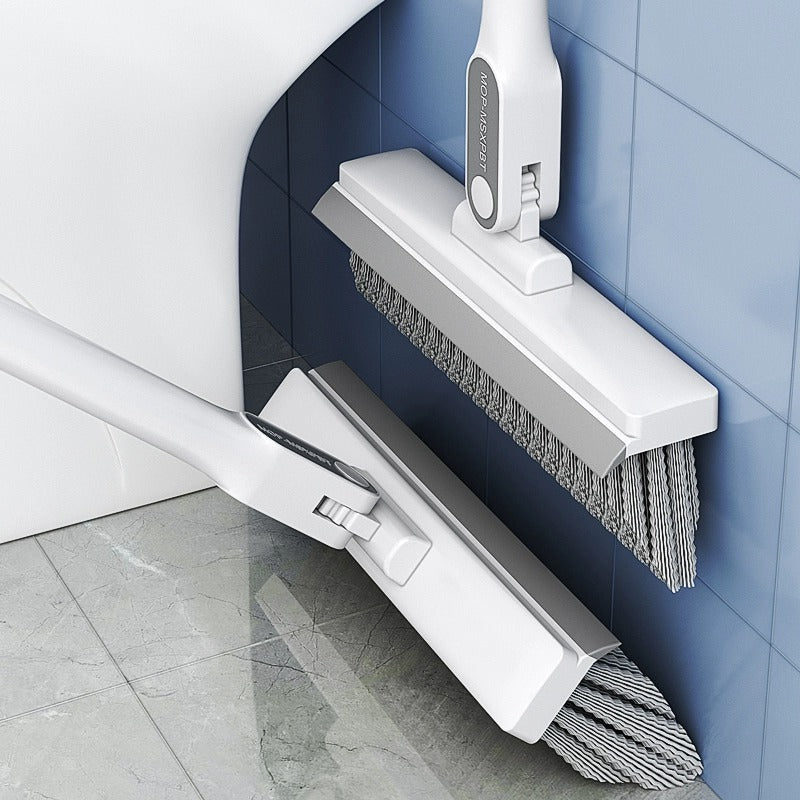Toilet Floor Wiper Brush, Bathroom Cleaning Brush, Floor Scrub Brush with Wiper