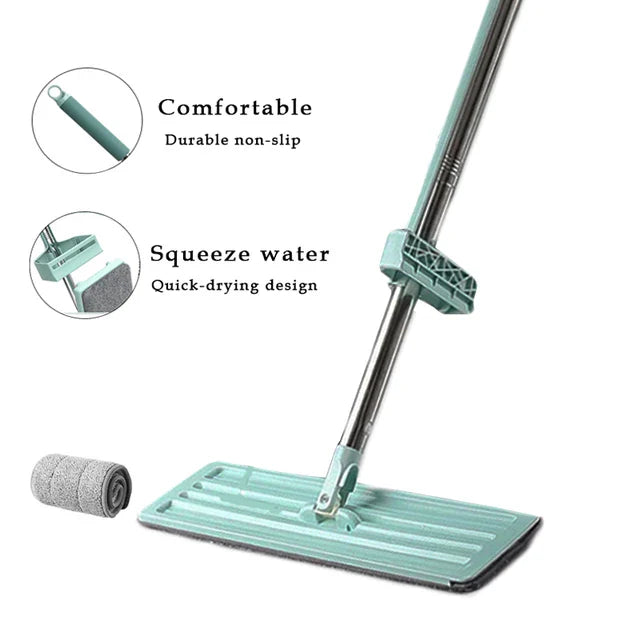 360° Rotating Free Hand Flat Mop with Extra Microfiber Pads