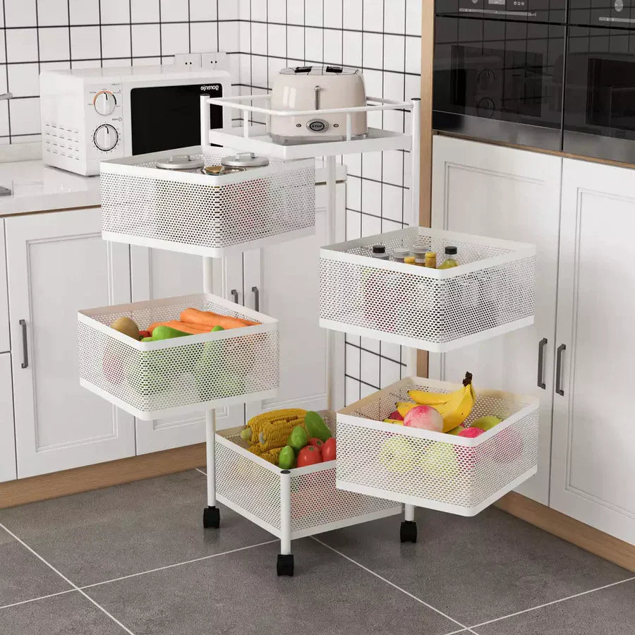 5 Tier Multipurpose Rotating Square Kitchen Storage Rack