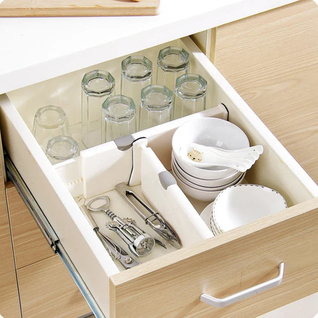 Expandable Adjustable Drawer Separator, Shelf Partition Divider Organizer