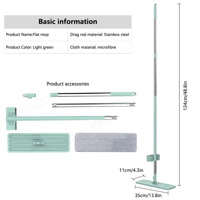 360° Rotating Free Hand Flat Mop with Extra Microfiber Pads