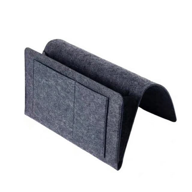 Felt Bedside Storage Bag - Sofa Bed Hanging Pocket Organizer for Remote, Books, Laptop