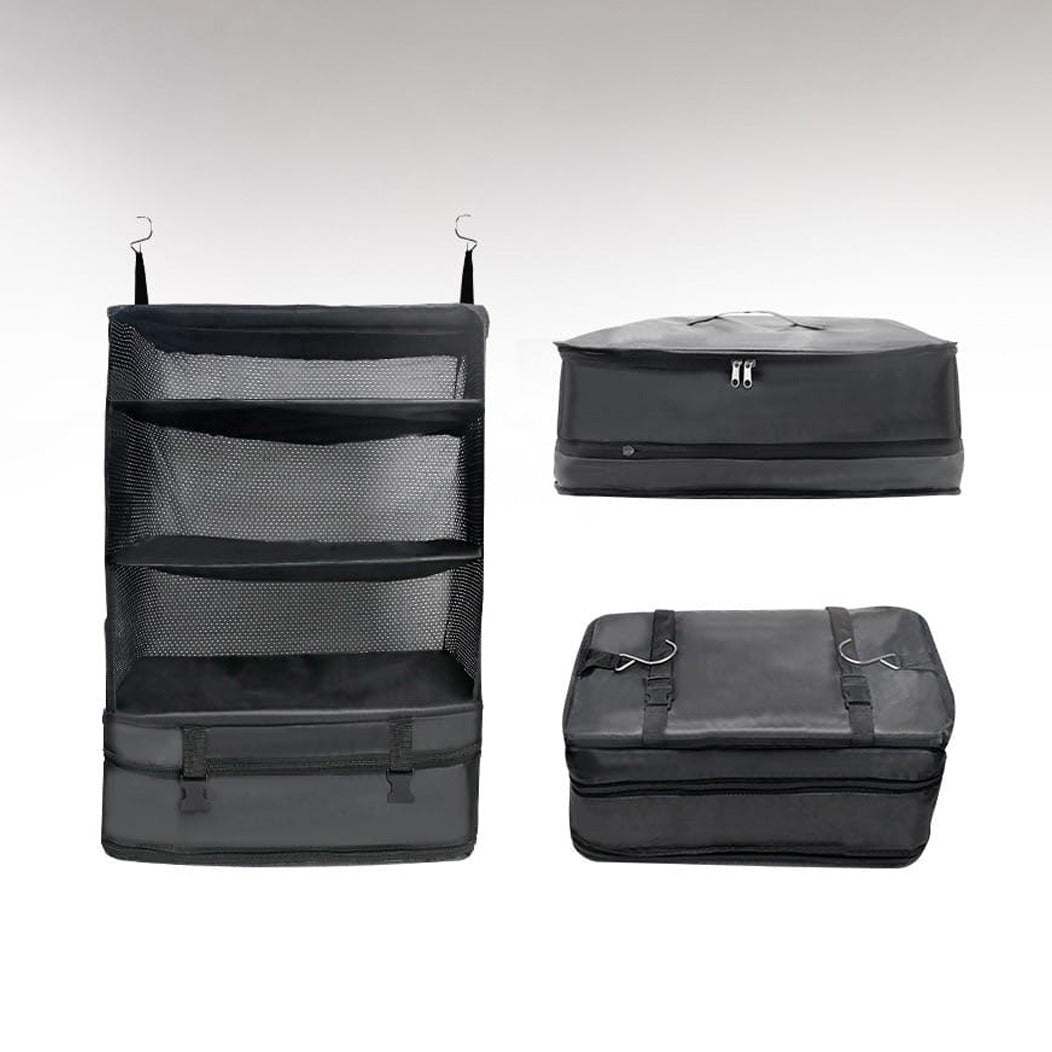 Hanging Travel Shelf Organizer, Luggage Packing Cube Bag, Collapsible Garment Storage Organizer