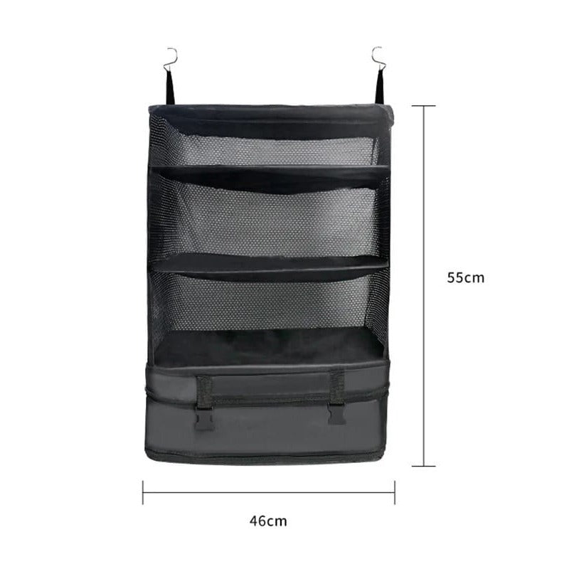 Hanging Travel Shelf Organizer, Luggage Packing Cube Bag, Collapsible Garment Storage Organizer