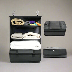 Hanging Travel Shelf Organizer, Luggage Packing Cube Bag, Collapsible Garment Storage Organizer