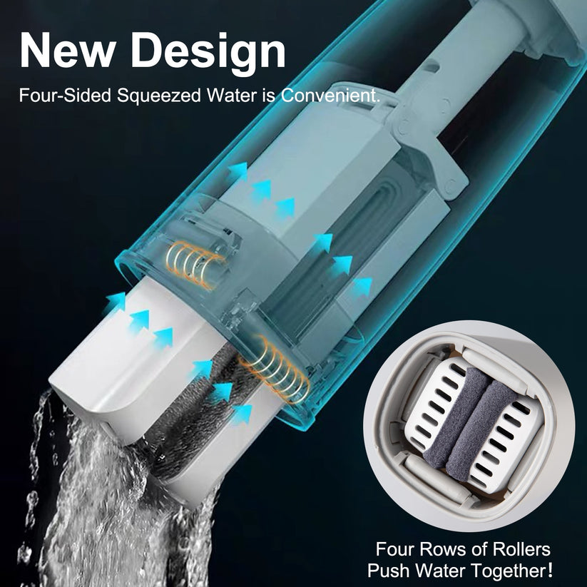 Automatic Self-Wringing Free Hand 180° Rotating Flat Mop