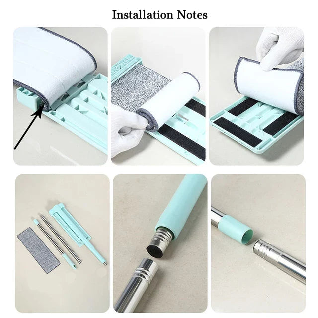 360° Rotating Free Hand Flat Mop with Extra Microfiber Pads