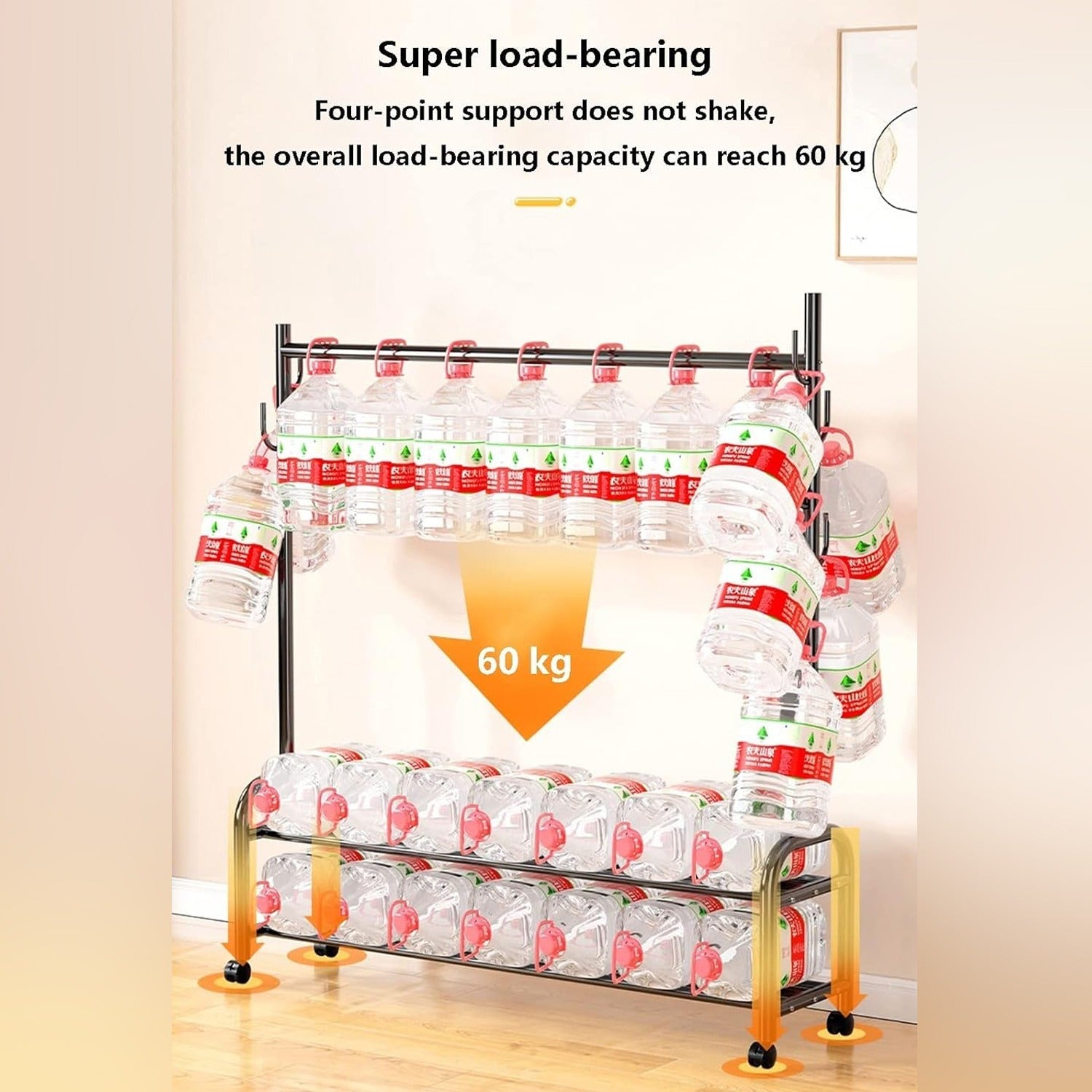 Heavy Duty Clothes Organizer Hanger Rack, Movable Cloth Display Stand with Lower Storage Shelf