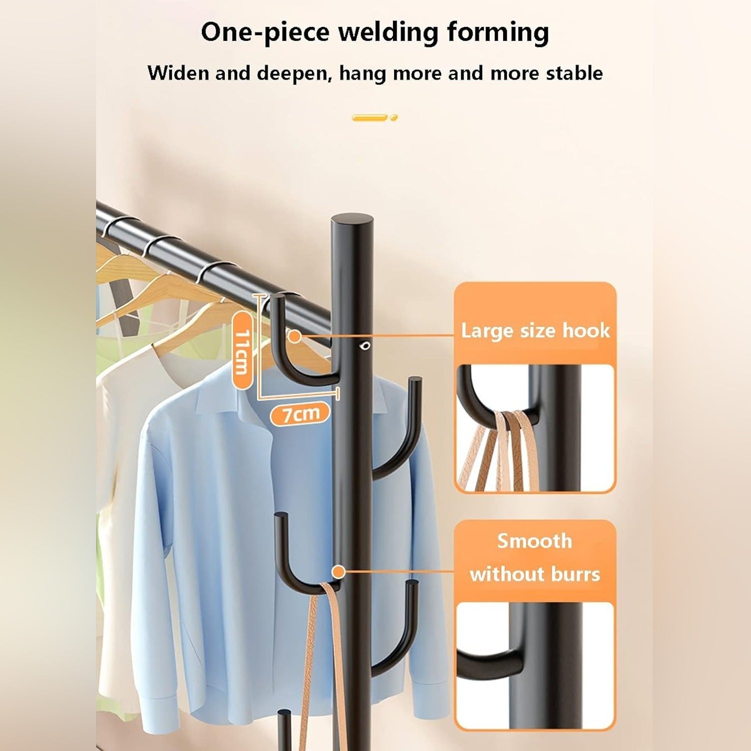 Heavy Duty Clothes Organizer Hanger Rack, Movable Cloth Display Stand with Lower Storage Shelf