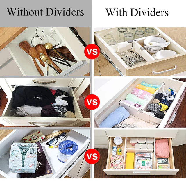 Expandable Adjustable Drawer Separator, Shelf Partition Divider Organizer