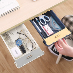 Hidden Drawer Pencil Rack - Self-Adhesive Under Table Storage Box Tray for Student Office Use