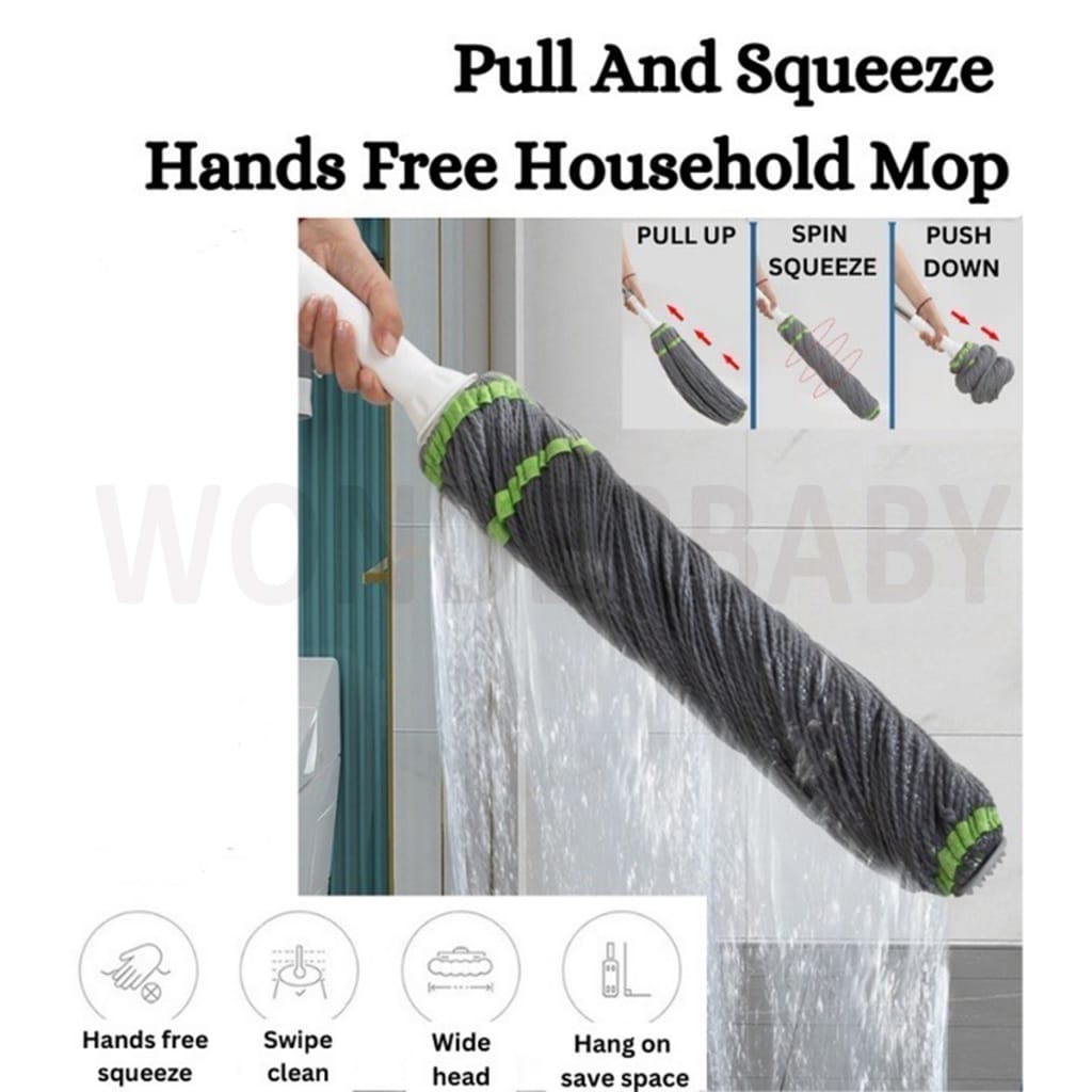 Self Wringing Twist Floor Cleaning Mop, Retractable Self Squeezing Household Mop Stick
