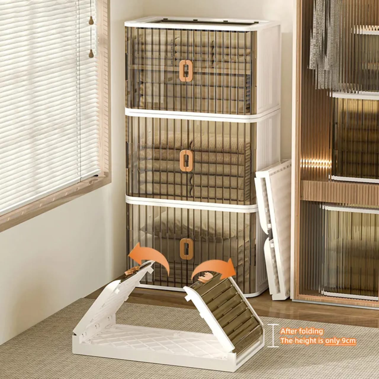 Home Storage Bins, Stackable Closet Organizer Box, Multi-functional Household Storage Container Rack Shelf