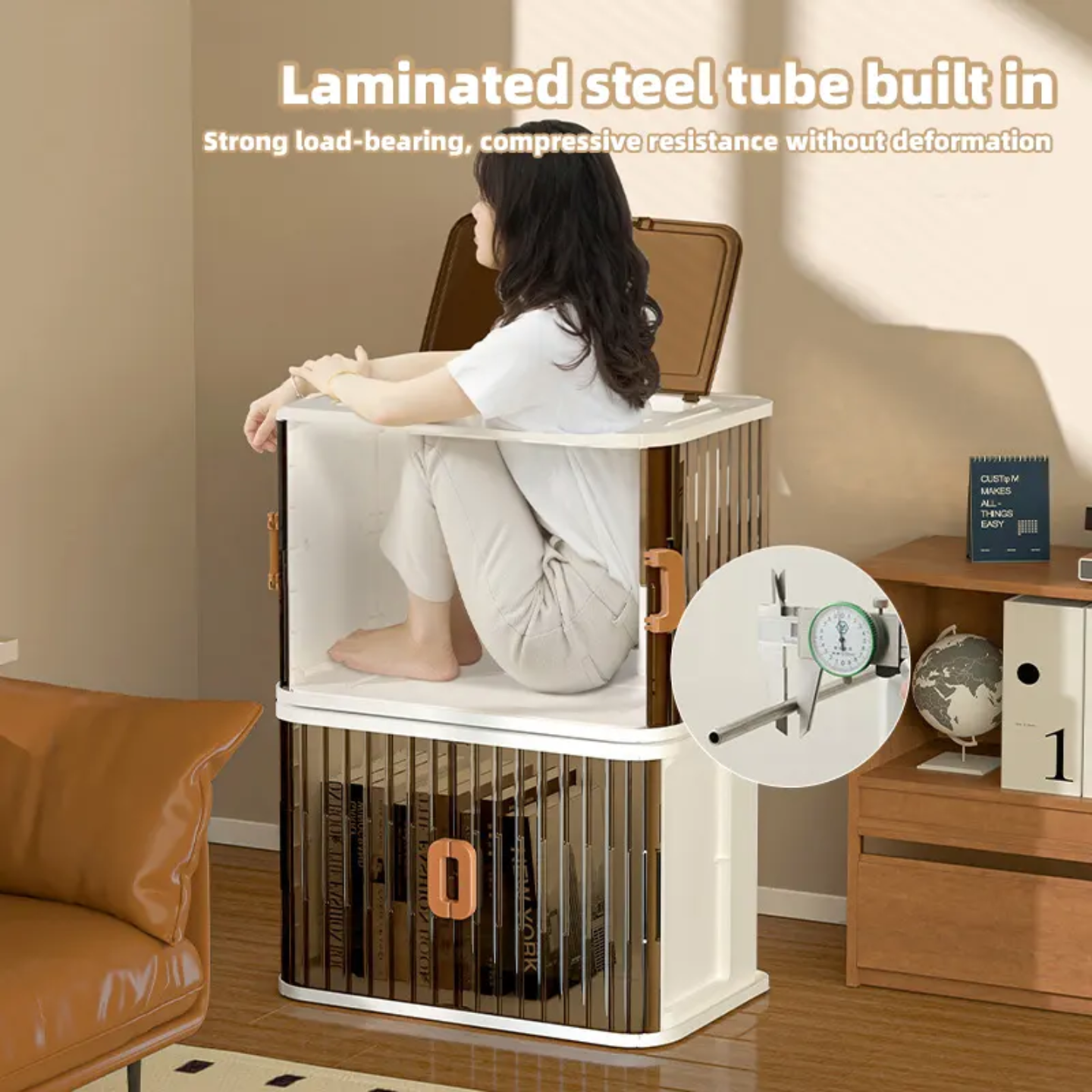 Home Storage Bins, Stackable Closet Organizer Box, Multi-functional Household Storage Container Rack Shelf