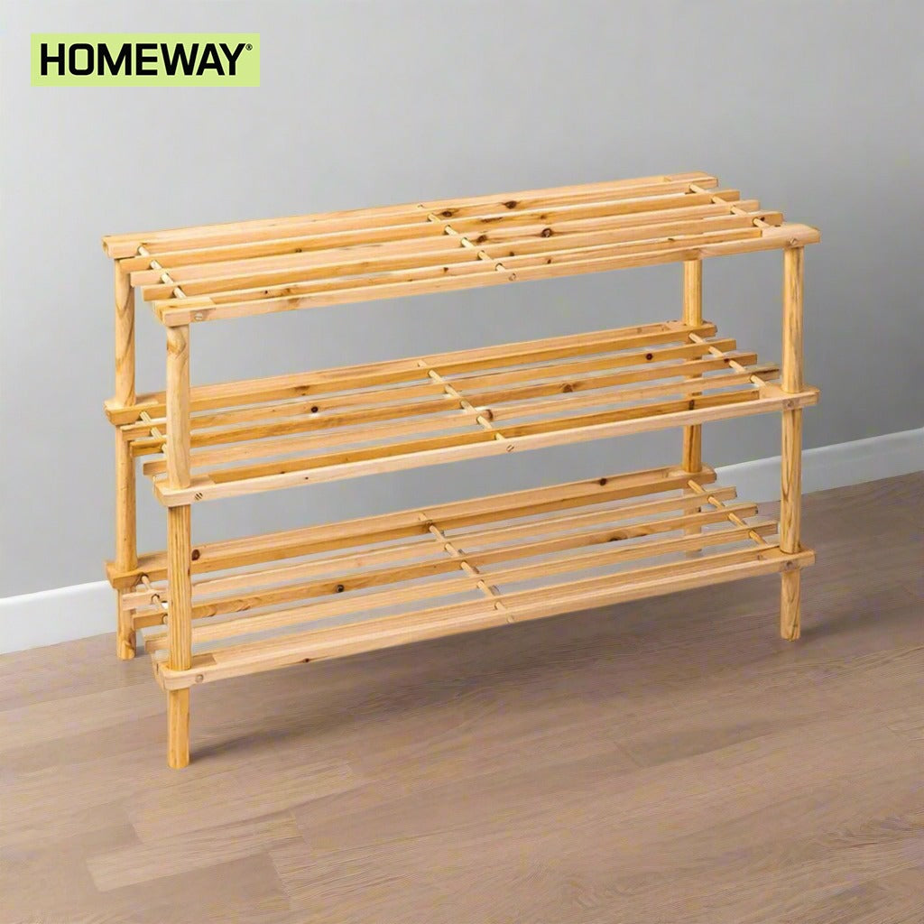 Homeway 3 Tier Wooden Shoe Rack, Shoe Organizer Shelf