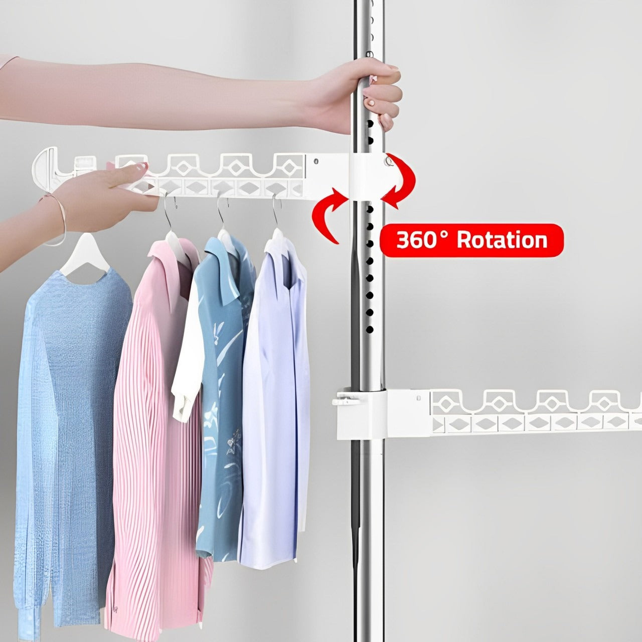 Upright Coat Rack, 4 Tier Cloth Hanger, Laundry Pole Cloth Drying Rack, Vertical Garment Display Stand