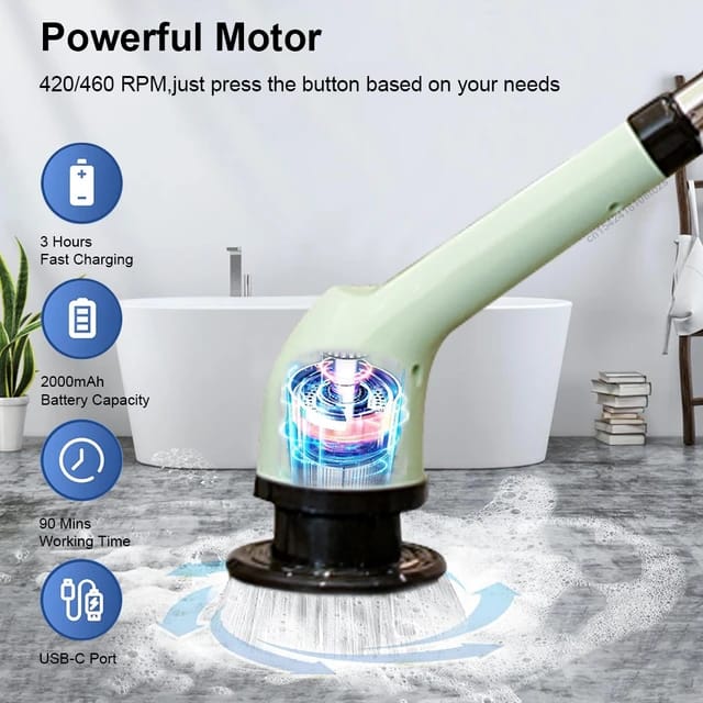 Multifunctional Electric Cleaning Brush - 9-in-1 Cordless Power Spin Scrubber, Household Cleaning Gadget