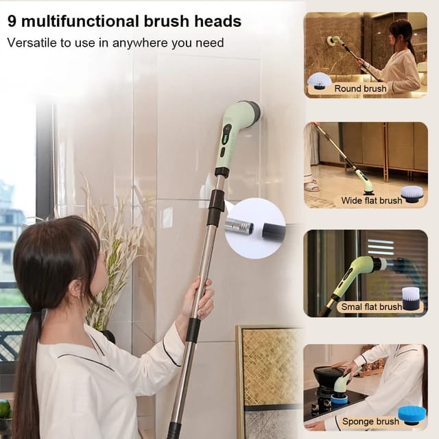 Multifunctional Electric Cleaning Brush - 9-in-1 Cordless Power Spin Scrubber, Household Cleaning Gadget