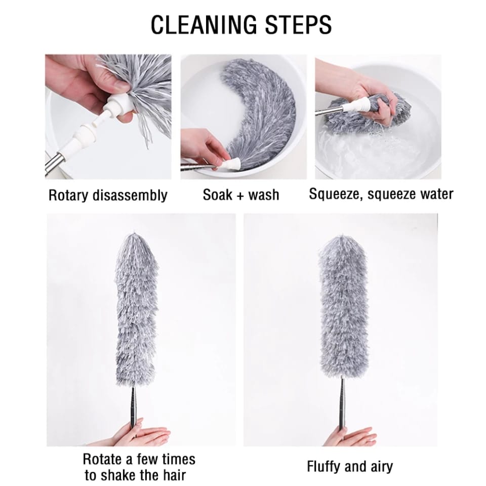 Extendable Duster for High Ceilings, Microfiber Cleaning Long Extension Pole Duster