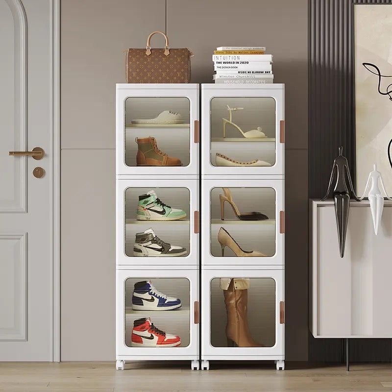 Narrow Tall Floor Storage Cabinet for Small Spaces with Doors and Wheels for  Bathroom, Kitchen, Pantry