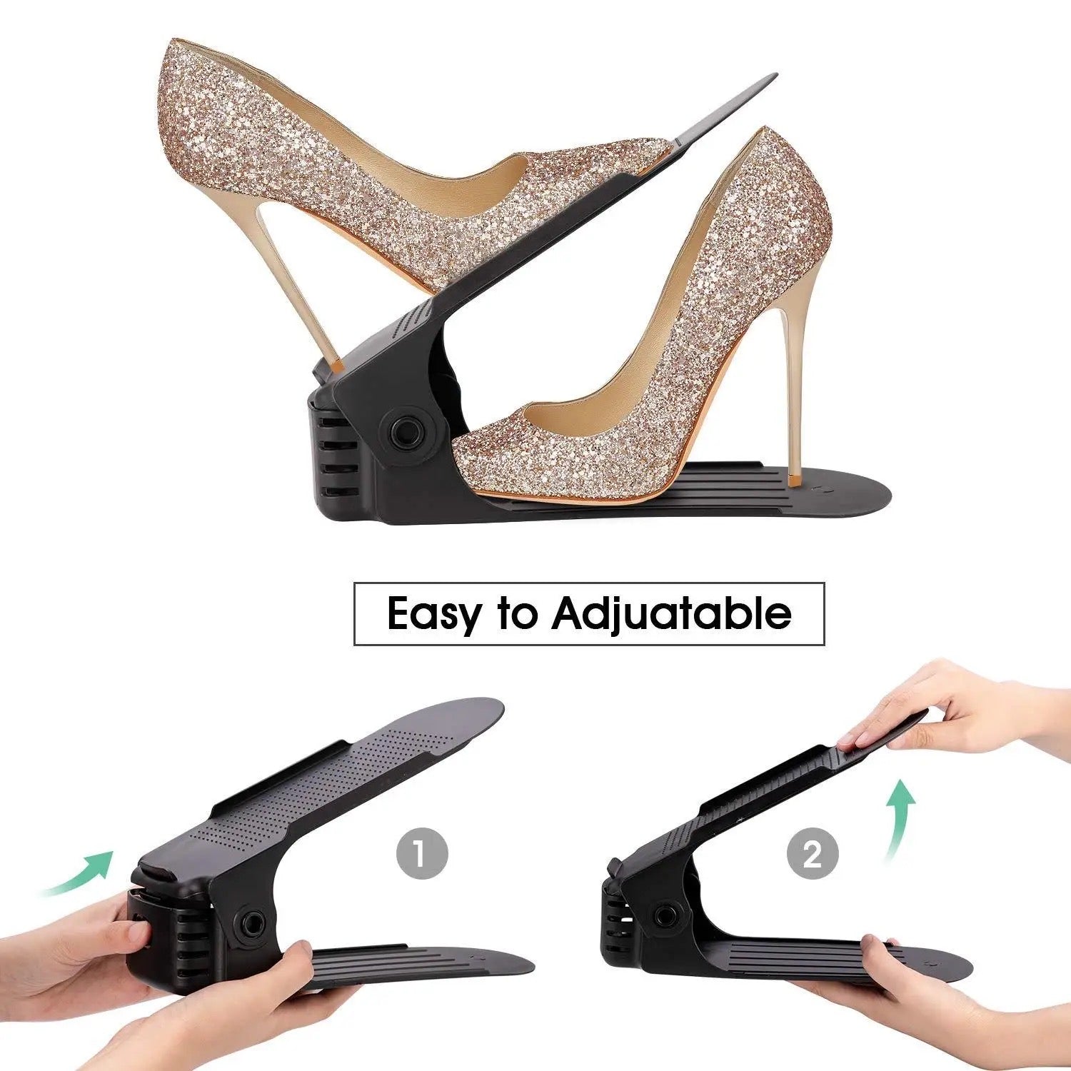 Space Saving Adjustable Shoe Holder, 1 Pair Shoe Rack
