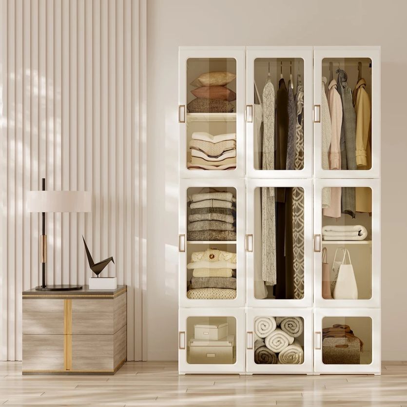 Portable Closet Clothes Wardrobe Storage Organizer with Doors