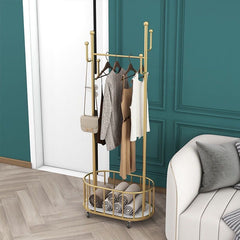 Classic Minimalist Modern Metal Clothing Stand Wardrobe Garment Storage Rack with Wheel