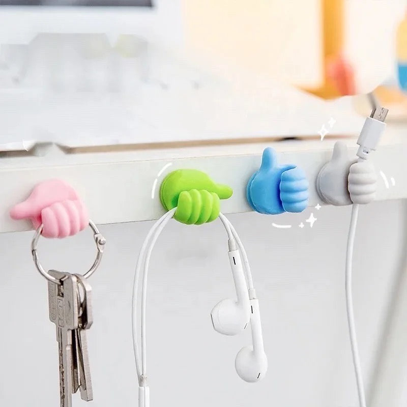 Multifunctional Mini Handy Organizer Hook, Silicone Thumb Hook Headphones Cable Manager (Pack Of 10)