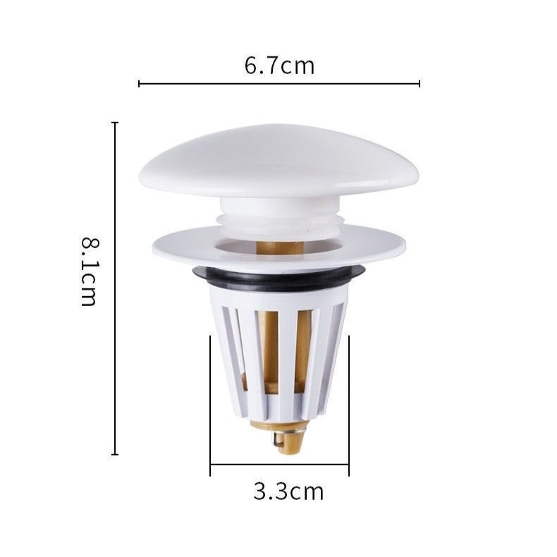 Bathroom Sink Stopper Drain Filter with Hair Catcher, Basin Ceramic Bounce Drain Push Type Sink Plug