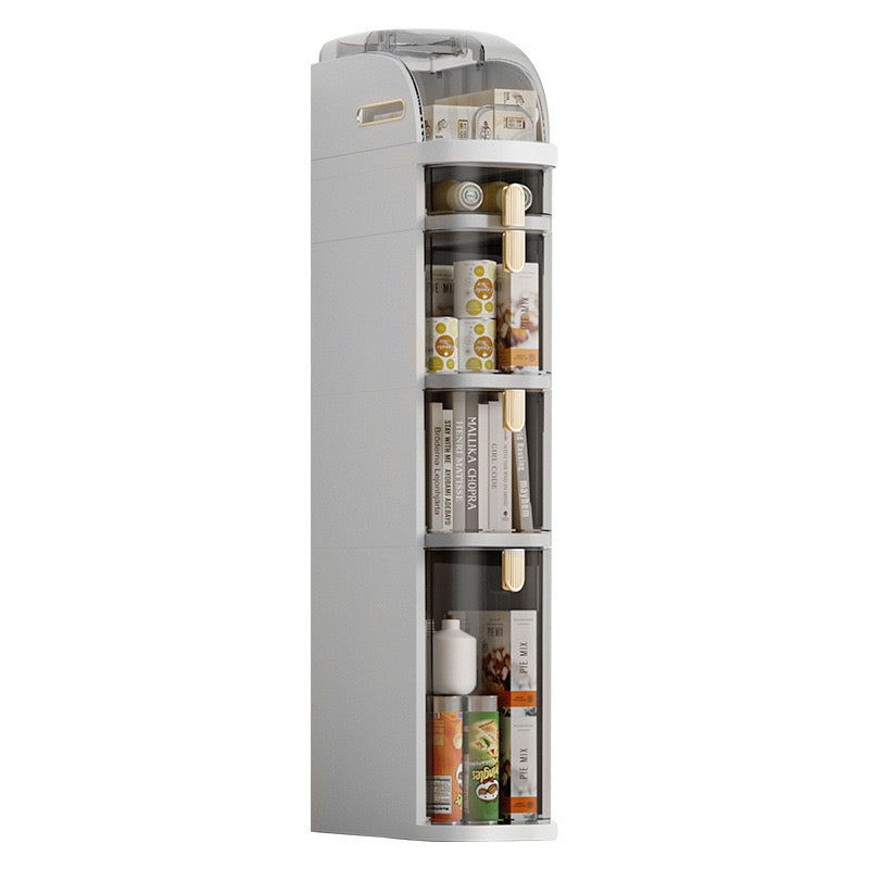 Narrow Slim Gap Tower Bathroom Floor Cabinet Organizer, Side Rolling Storage with Clear Drawers for Small Space