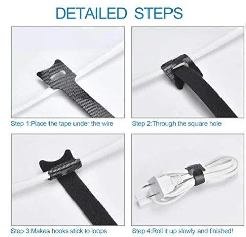 10Pcs Reusable Wire and Cable Ties Strap - Adjustable Cord Organizers for Home and Office