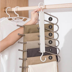 Space Saving Wardrobe Hanger, 6 Bars Multi-functional Cloth Pant Shawl Hanger