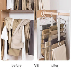 Space Saving Wardrobe Hanger, 6 Bars Multi-functional Cloth Pant Shawl Hanger