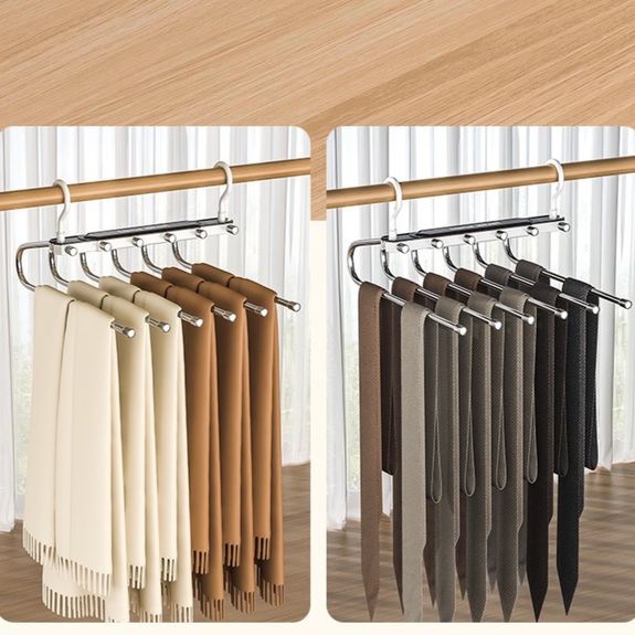 Space Saving Wardrobe Hanger, 6 Bars Multi-functional Cloth Pant Shawl Hanger