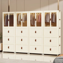 Portable Folding Storage Cabinet with Wheels, Baby Kid Clothing Toy Wardrobe