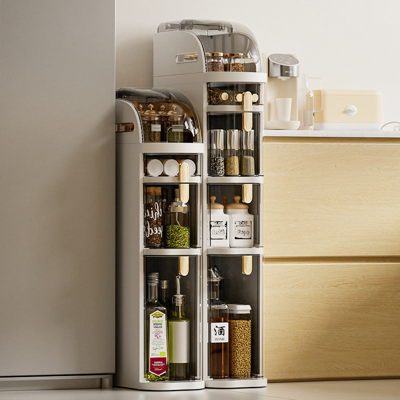 Narrow Slim Gap Tower Bathroom Floor Cabinet Organizer, Side Rolling Storage with Clear Drawers for Small Space