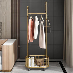 Classic Minimalist Modern Metal Clothing Stand Wardrobe Garment Storage Rack with Wheel