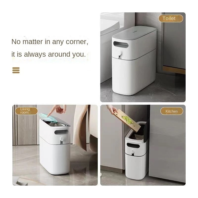 ECOCO Narrow Space Press-type Trash Can, Household Garbage Waste Bin